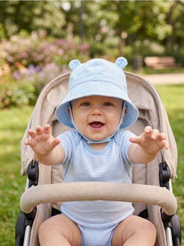 Sinsay - Pălărie bucket din bumbac cu urechi - light blue