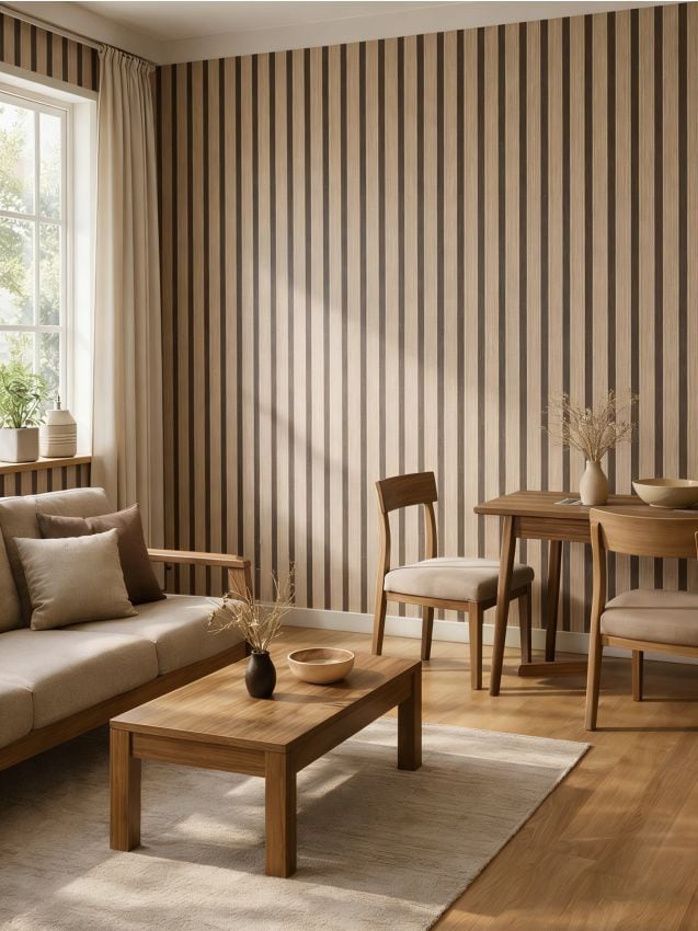 Sinsay - Tapetă autocolantă cu model de lamele - maro