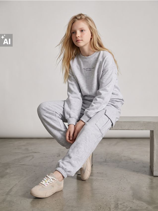 Sinsay - Pantaloni jogger cu bumbac - gri deschis