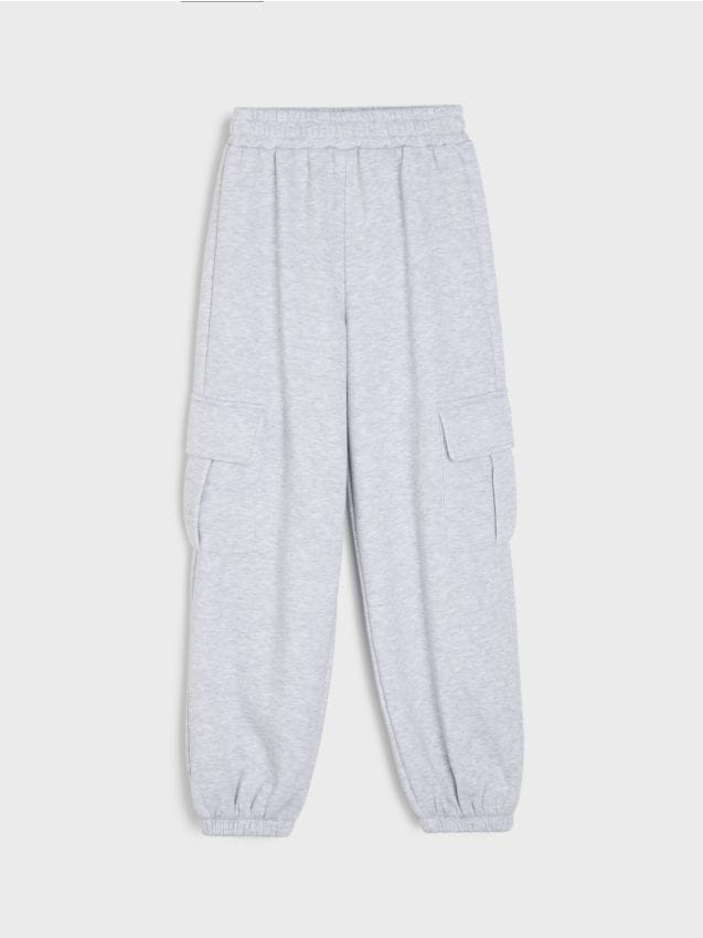 Sinsay - Pantaloni jogger cu bumbac - gri deschis