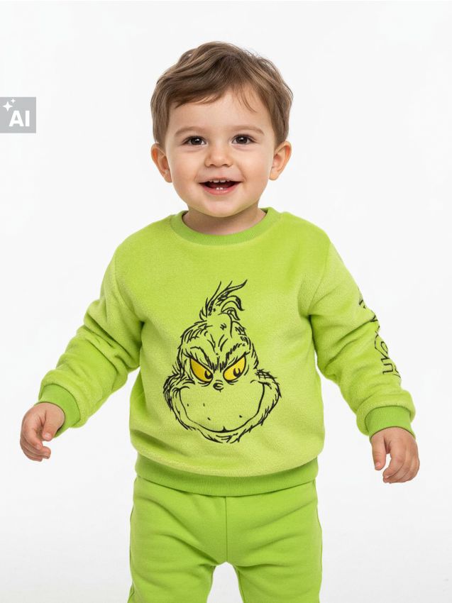 Sinsay - Hanorac crewneck Grinch - verde-aprins