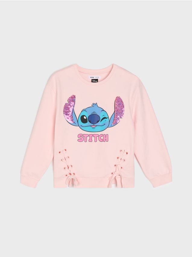 Sinsay - Bluza z ozdobnym wiązaniem Stitch - fioletowy