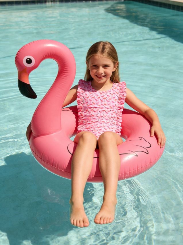 Sinsay - Costum de baie întreg cu motiv flamingo - roz-pastel