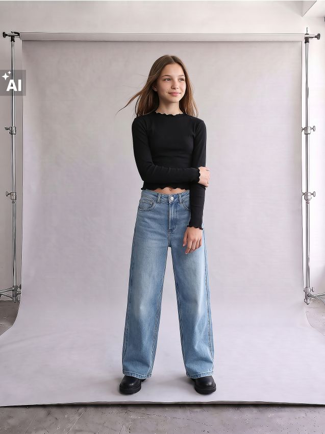 Sinsay - Blugi din bumbac relaxed tapered cu efect prespălat - albastru