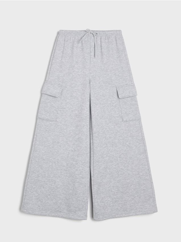 Sinsay - Pantaloni de trening cu crac larg - gri deschis