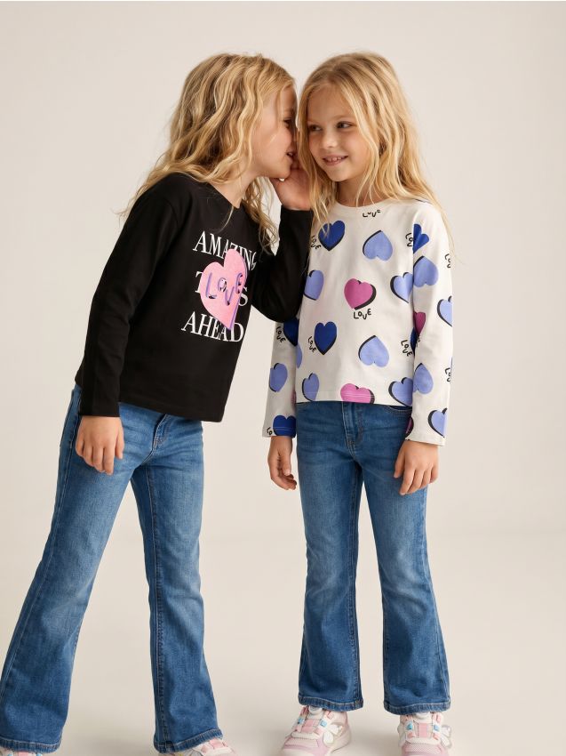 Sinsay - Tricouri din bumbac cu motiv inimioare 2 pack - multicolor