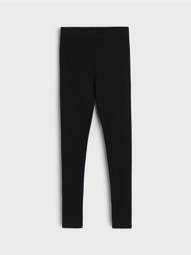 Sinsay - Legginsy z prążkowanej dzianiny - czarny