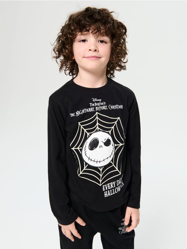 Sinsay - Tricou cu mânecă lungă Nightmare Before Christmas - negru