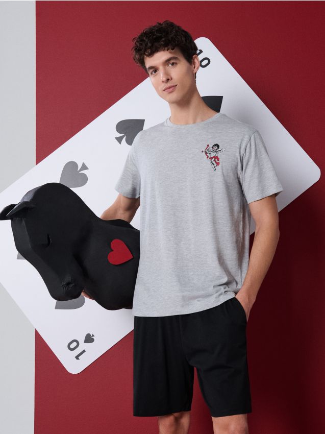 Sinsay - Pijama din bumbac în două piese cu imprimeu - multicolor