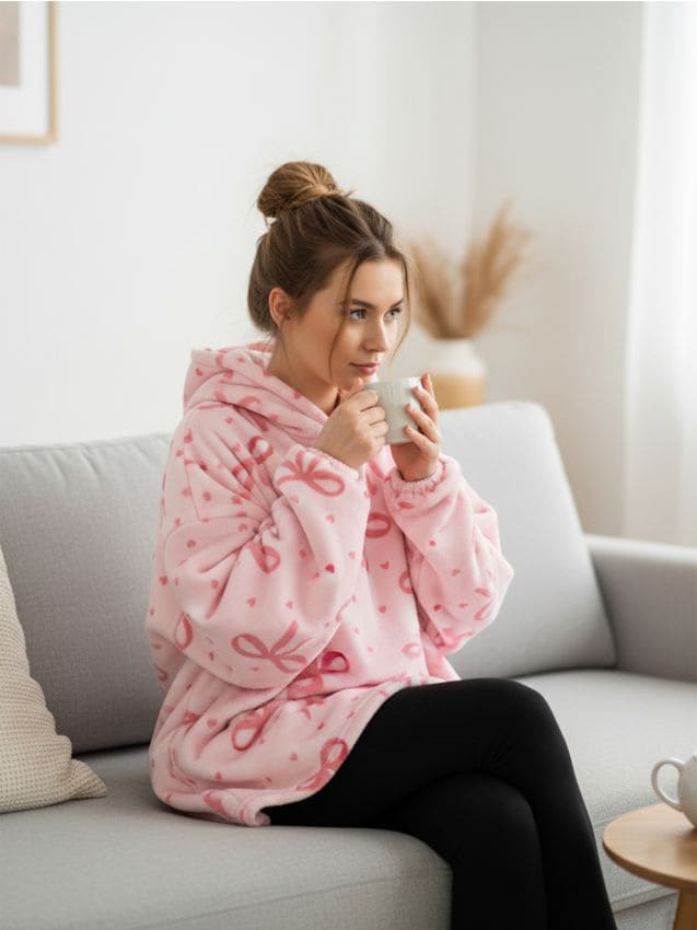 Sinsay - Bluza snuddie - różowy