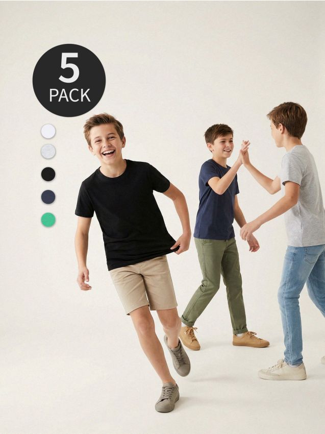 Sinsay - Tricouri din bumbac 5 pack - alb