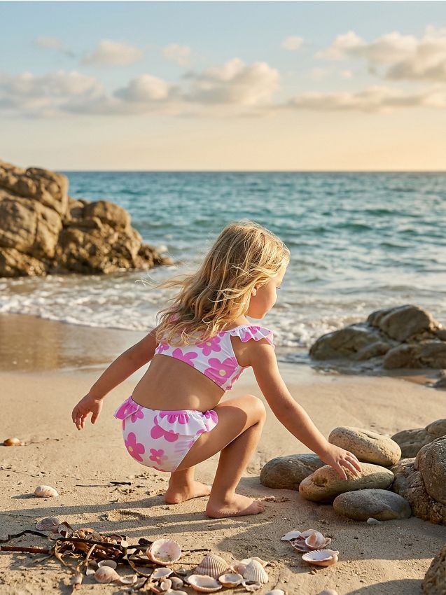 Sinsay - Costum de baie din două piese cu motiv floral - roz