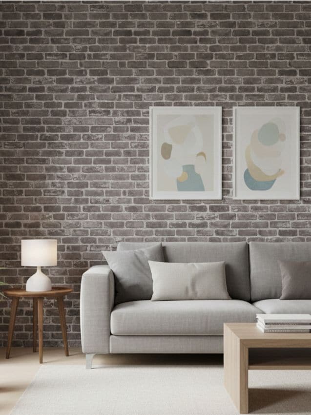 Sinsay - Tapet autocolant cu motiv de cărămidă - gri-închis