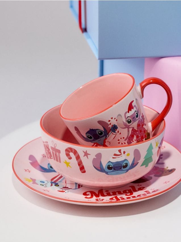 Sinsay - Set: šalica, zdjela i tanjur Stitch