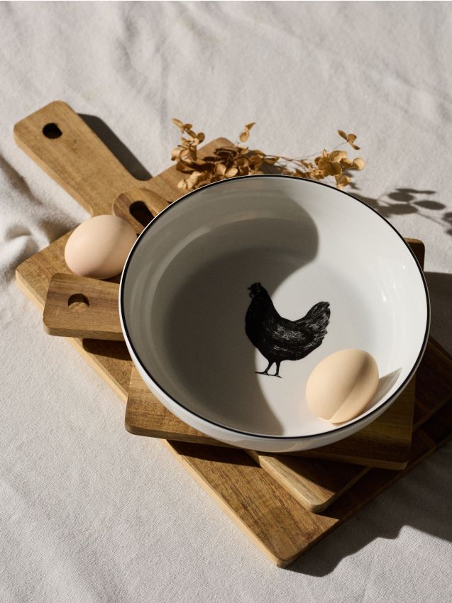 Sinsay - Bol ceramic cu motiv de găină - negru