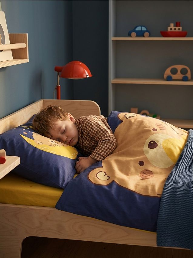 Sinsay - Set de lenjerie de pat din bumbac cu imprimeu cu ursuleț - bleumarin