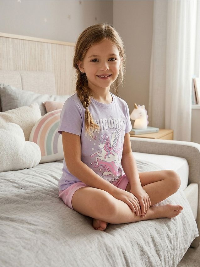 Sinsay - Pijama din bumbac din două piese cu imprimeu unicorn - lavand