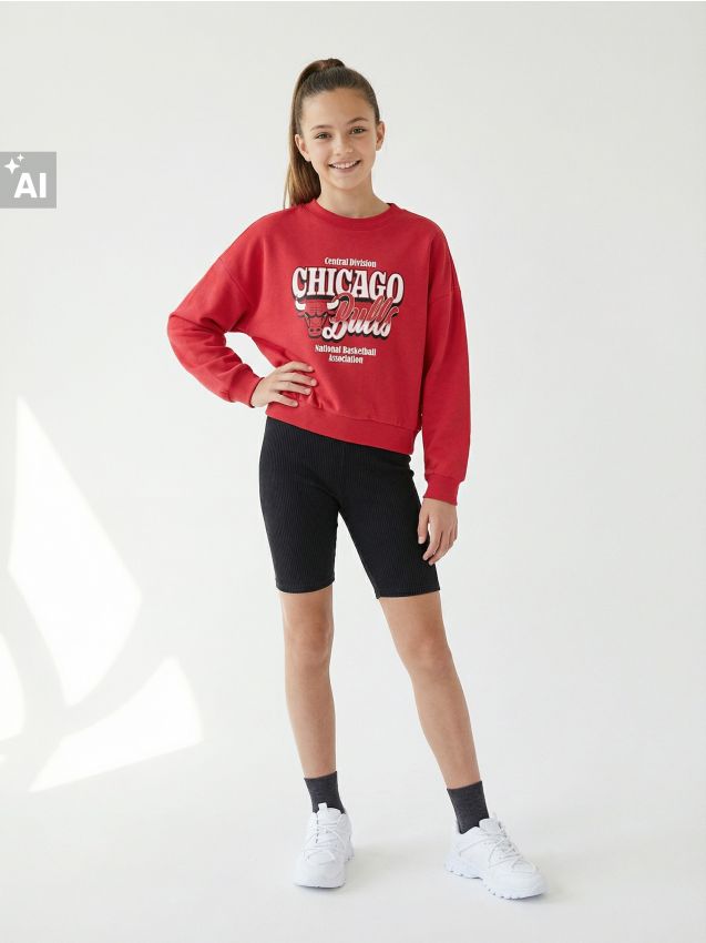 Sinsay - Hanorac oversized NBA cu imprimeu Chicago Bulls - roșu