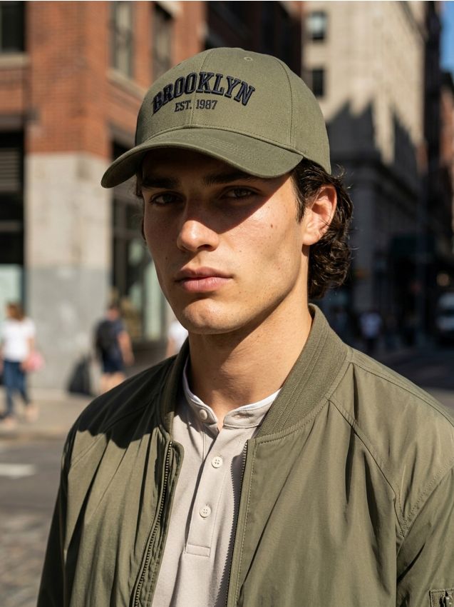 Sinsay - Șapcă din bumbac cu broderie - verde-oliv deschis