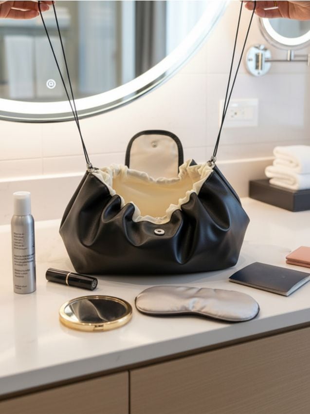 Sinsay - Gentuță cosmetică cu șnur și mâner - negru