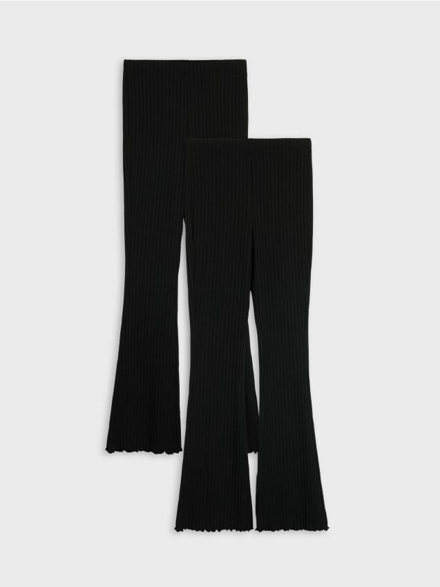 Sinsay - Prążkowane spodnie flare 2 pack - czarny