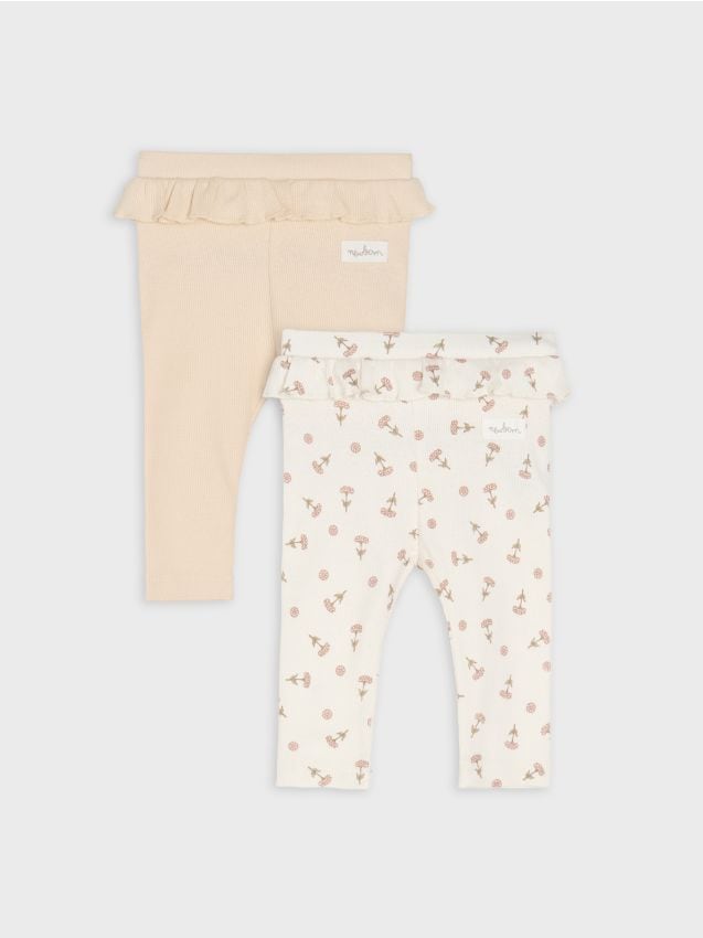 Legginsy z ozdobną falbaną z prążkowanej dzianiny 2 pack - SINSAY