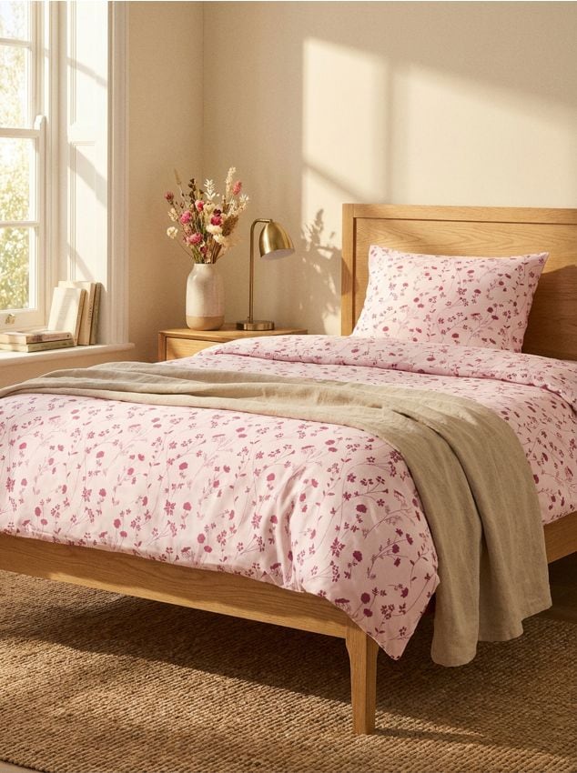 Sinsay - Set de lenjerie de pat cu flori - roz