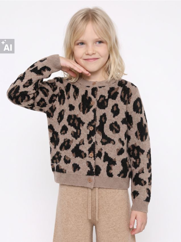 Sinsay - Cardigan scurt cu imprimeu leopard - multicolor