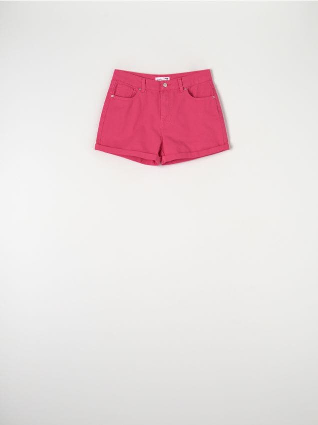 Sinsay - Rifľové kraťasy mom fit - ružová