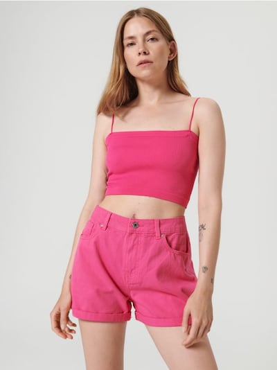 Дънкови къси панталони mom fit