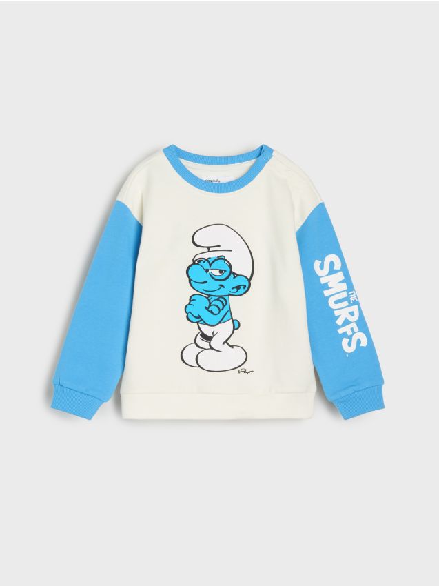 Sinsay - Hanorac crewneck The Smurfs - crem