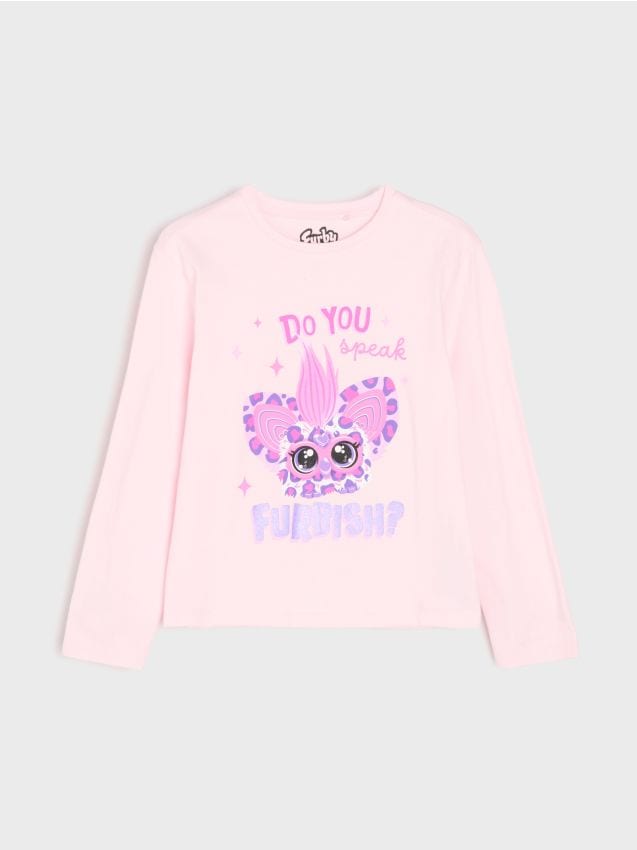 Sinsay - Tricou din bumbac cu imprimeu Furby - roz-pastel