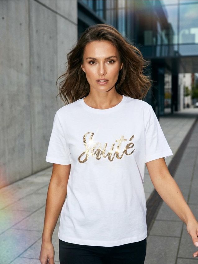 Sinsay - Tricou din bumbac - alb