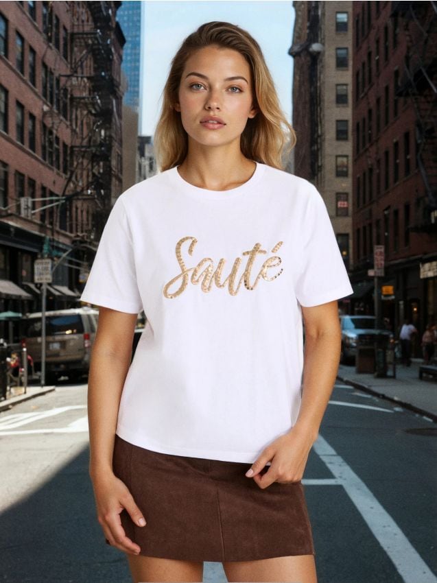 Sinsay - Tricou din bumbac - alb