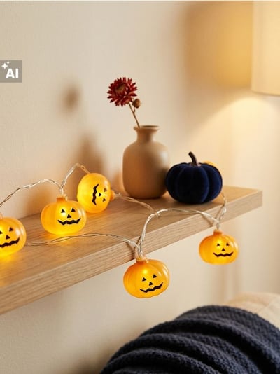 Halloweeni LED-girland kõrvitsamotiiviga