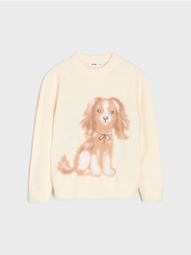 Sinsay - Pulover cu spaniel - crem