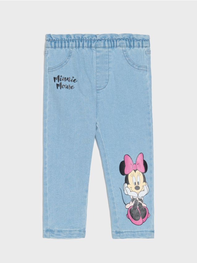 Sinsay - Džínsy s podšívkou Minnie Mouse - modrá