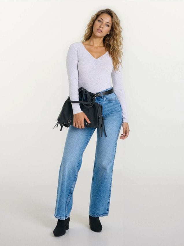 Sinsay - Body din viscoză - gri deschis