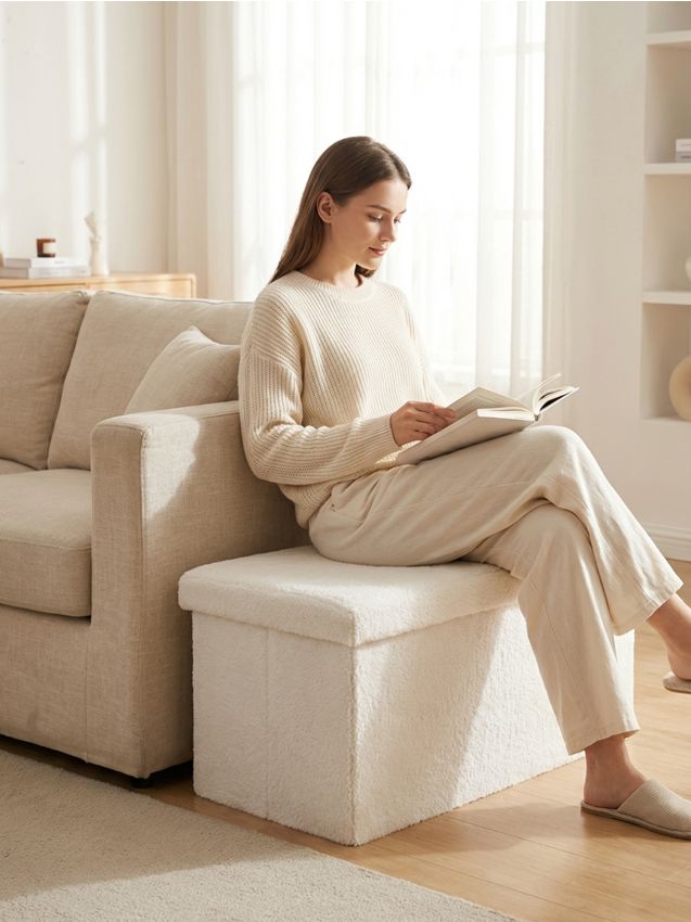 Sinsay - Puf cu funcție de depozitare - crem