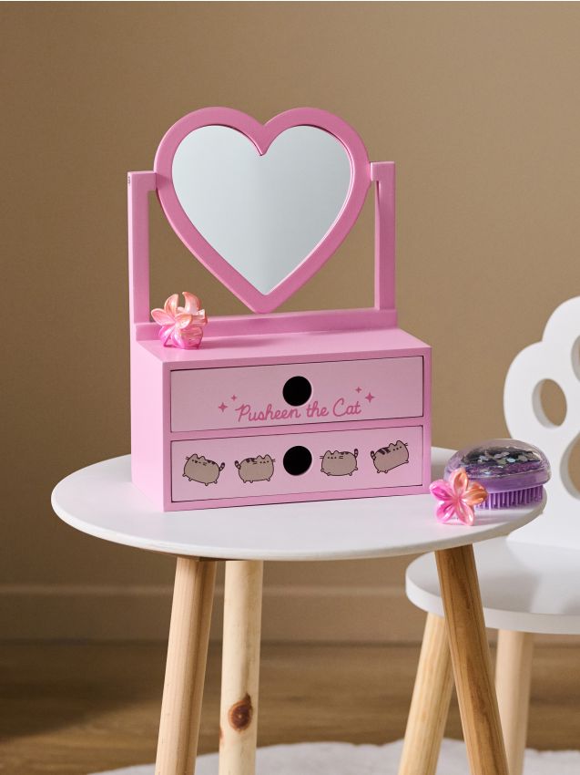 Sinsay - Dulăpior cu oglindă în formă de inimă Pusheen - roz-pastel