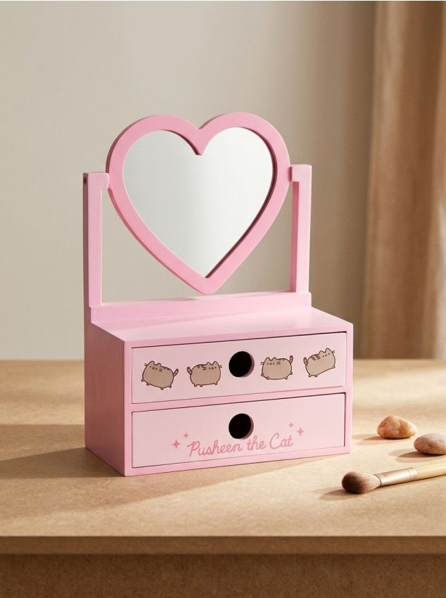 Sinsay - Dulăpior cu oglindă în formă de inimă Pusheen - roz-pastel