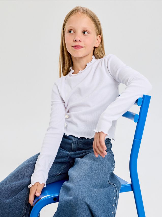 Sinsay - Blugi wide leg cu talie înaltă - albastru