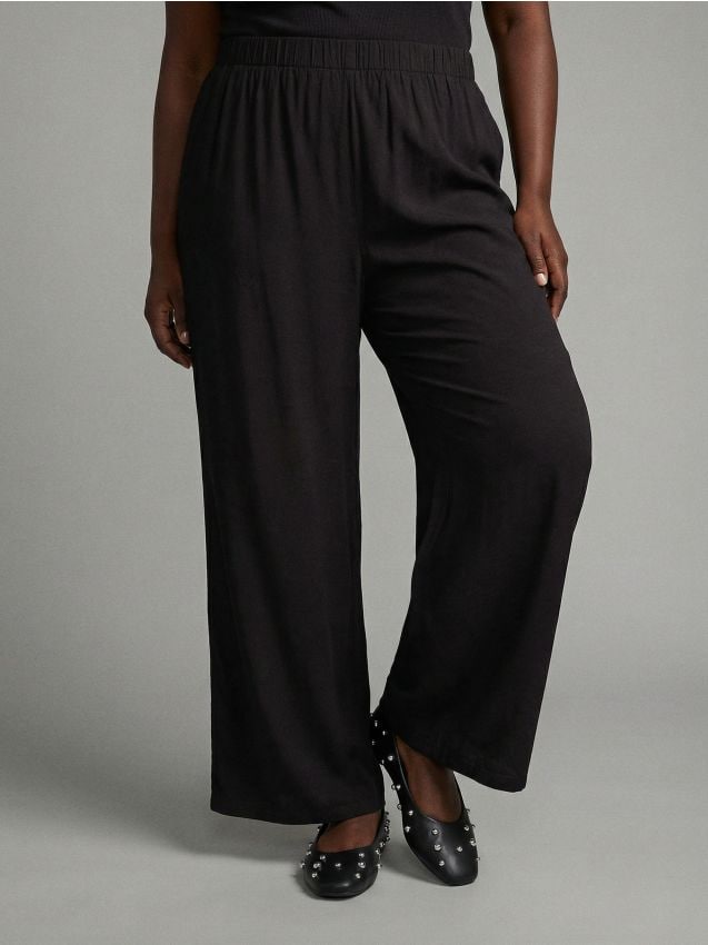 Sinsay - Pantaloni palazzo din vâscoză - negru