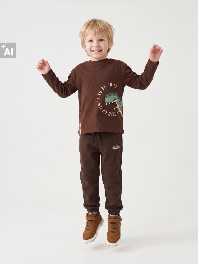 Sinsay - Pantaloni de trening loose jogger - maro-închis