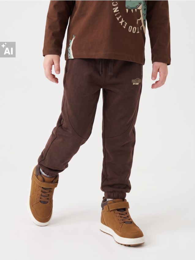 Sinsay - Pantaloni de trening loose jogger - maro-închis