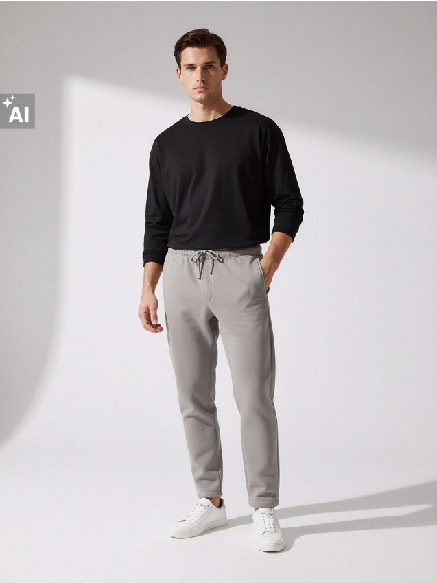 Sinsay - Pantaloni straight fit - gri deschis