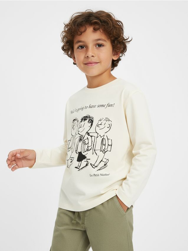 Sinsay - Tricou din bumbac cu imprimeu Le Petit Nicolas - bej