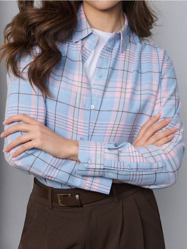 Sinsay - Flanelowa koszula w kratę - różowy