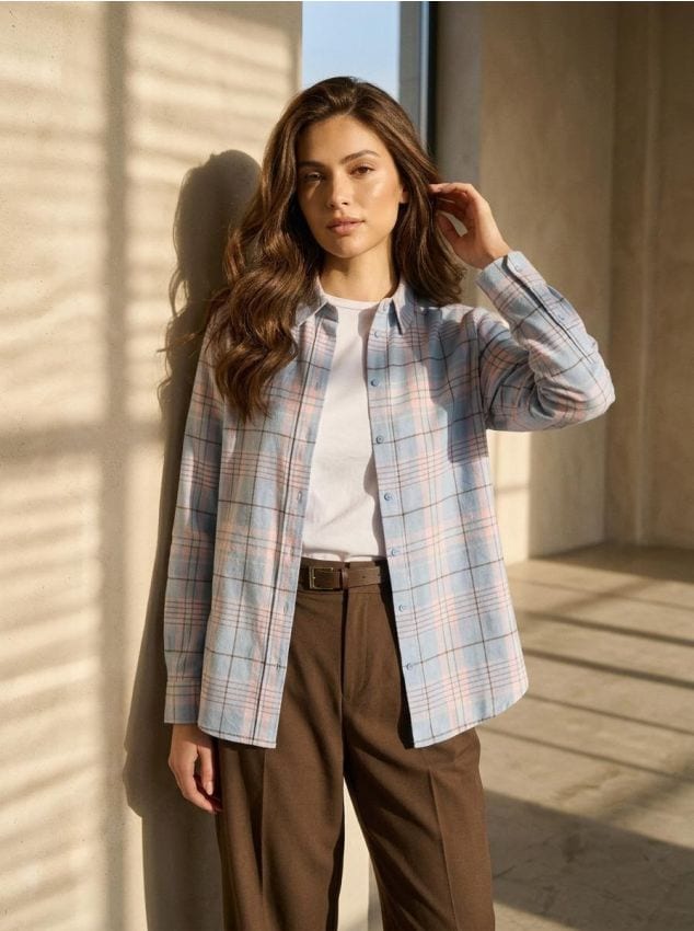 Sinsay - Flanelowa koszula w kratę - różowy