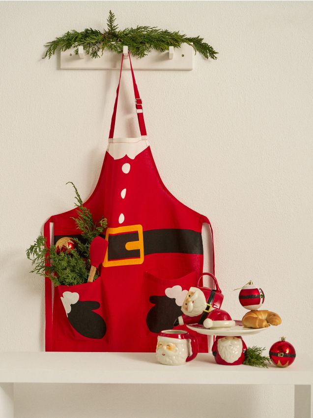 Sinsay - Kuchynská zástera s motívom Santa Clausa - červená